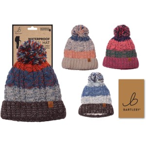 Bartleby Waterproof Thermal Lined Bobble Hat - Blue/Grey/Anthracite